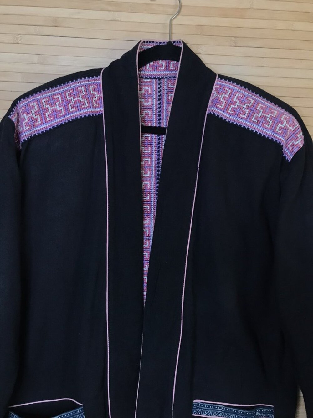 Unbranded Embroidered Reversible Jacket Multicolor Zip Front Pockets Boho Aztec - Picture 7 of 9